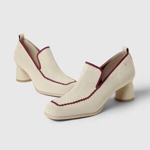 Vivaia Quinn Square Cream Minimalist Old Money Knit Comfort Loafer Heels NWB 9